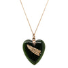 Vintage 9ct Yellow Gold Greenstone Heart & Fern Pendant - Necklace - Walker & Hall