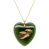 Vintage 9ct Yellow Gold Greenstone Kia Ora Heart Pendant - Necklace - Walker & Hall