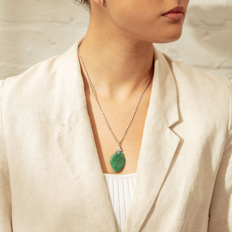 Deja Vu 18ct White Gold Fei Cui Jade Pendant - Necklace - Walker & Hall