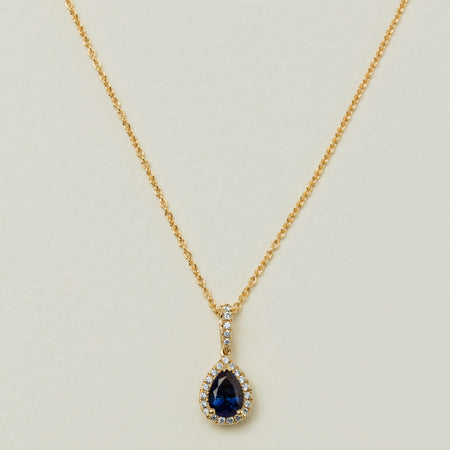 18ct Yellow Gold .95ct Sapphire & Diamond Mini Sierra Pendant - Necklace - Walker & Hall