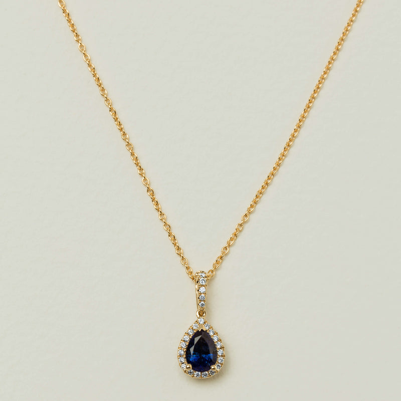18ct Yellow Gold .95ct Sapphire & Diamond Mini Sierra Pendant - Necklace - Walker & Hall