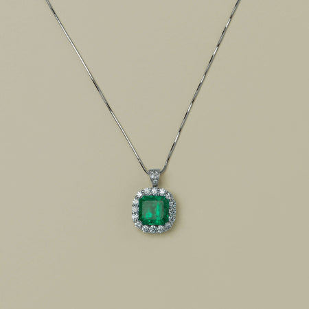 Deja Vu Platinum 7.56ct Emerald & Diamond Pendant - Necklace - Walker & Hall