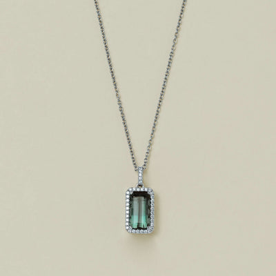 18ct White Gold 2.06ct Green Tourmaline & Diamond Nina Pendant - Necklace - Walker & Hall