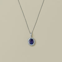 18ct White Gold 2.68ct Tanzanite & Diamond Belle Pendant - Necklace - Walker & Hall