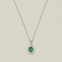 18ct White Gold 1.25ct Emerald & Diamond Belle Pendant - Necklace - Walker & Hall