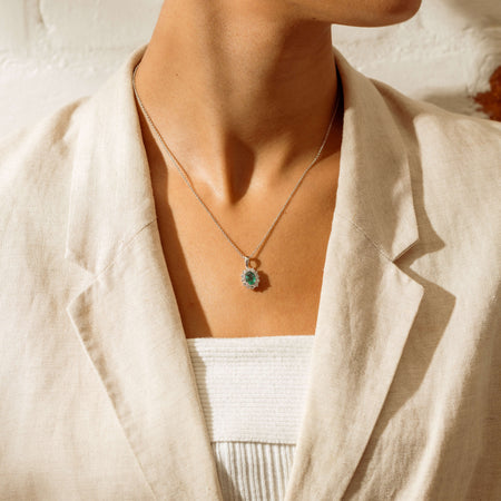 18ct White Gold 1.25ct Emerald & Diamond Belle Pendant - Necklace - Walker & Hall