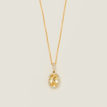 18ct Yellow Gold 2.07ct Yellow Sapphire & Diamond Sierra Pendant - Necklace - Walker & Hall
