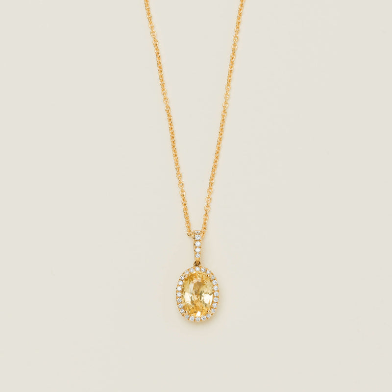 18ct Yellow Gold 2.07ct Yellow Sapphire & Diamond Sierra Pendant - Necklace - Walker & Hall