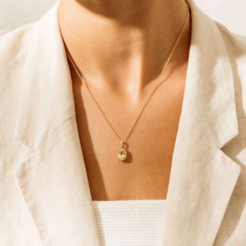 18ct Yellow Gold 2.07ct Yellow Sapphire & Diamond Sierra Pendant - Necklace - Walker & Hall