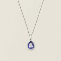 18ct White Gold 3.48ct Tanzanite & Diamond Sierra Pendant - Necklace - Walker & Hall