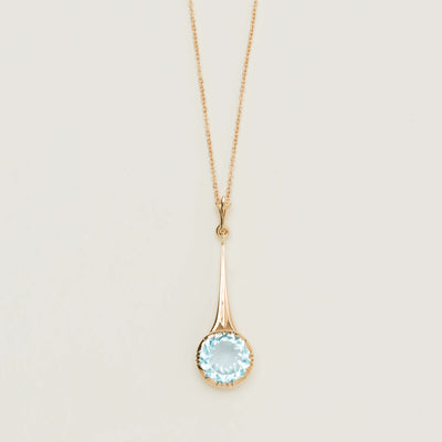 Deja Vu 15ct Rose Gold Blue Topaz Drop Pendant - Necklace - Walker & Hall