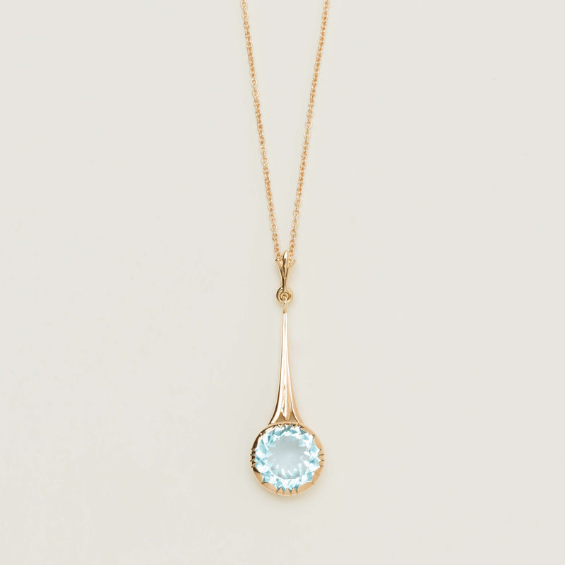 Deja Vu 15ct Rose Gold Blue Topaz Drop Pendant - Necklace - Walker & Hall