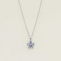 18ct White Gold Tanzanite Forget-Me-Not Flower Pendant - Necklace - Walker & Hall