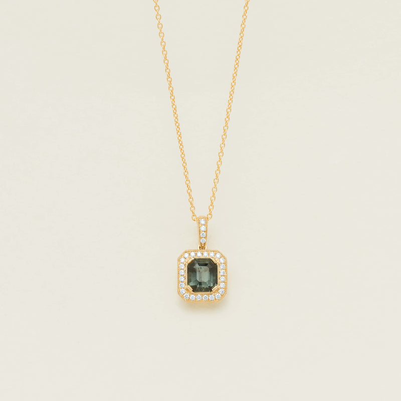 18ct Yellow Gold 2.10ct Green Sapphire Empire Pendant - Necklace - Walker & Hall