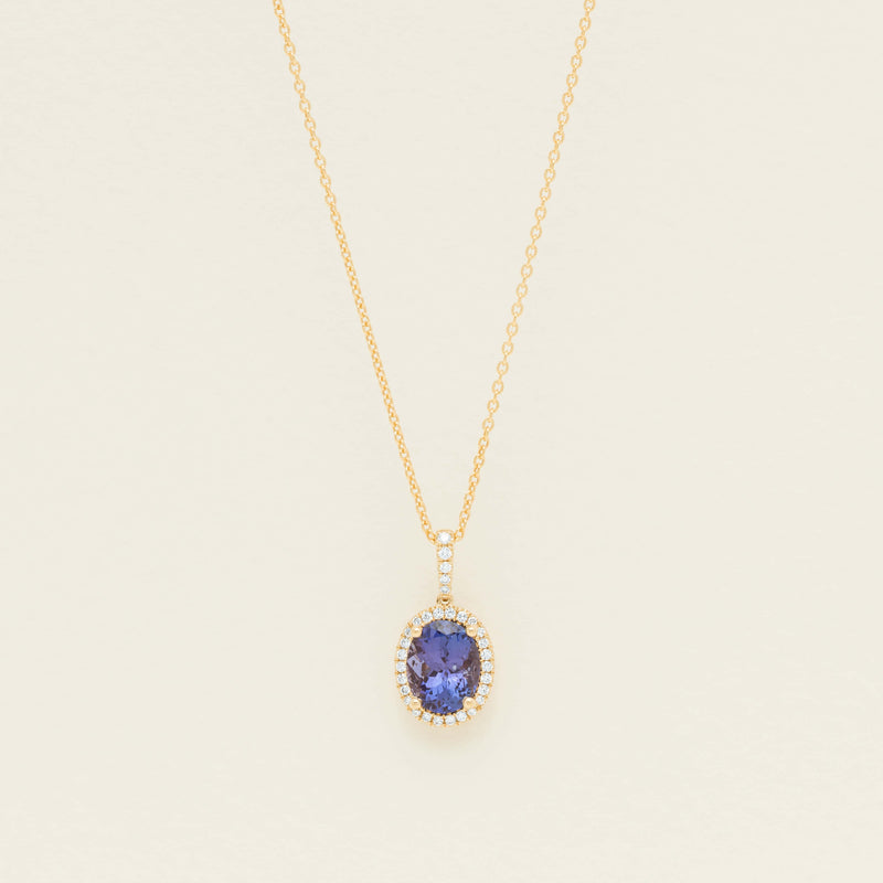 18ct Yellow Gold 2.29ct Tanzanite & Diamond Sierra Pendant - Necklace - Walker & Hall