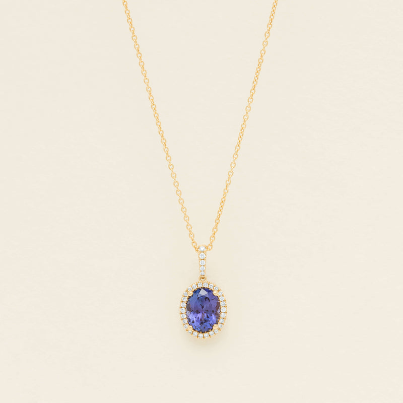 18ct Yellow Gold 2.03ct Tanzanite & Diamond Sierra Pendant - Necklace - Walker & Hall