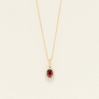 18ct Yellow Gold 1.03ct Ruby & Diamond Mini Sierra Pendant - Necklace - Walker & Hall