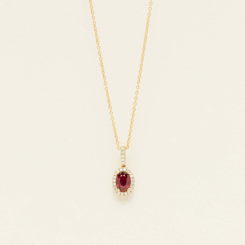 18ct Yellow Gold 1.03ct Ruby & Diamond Mini Sierra Pendant - Necklace - Walker & Hall