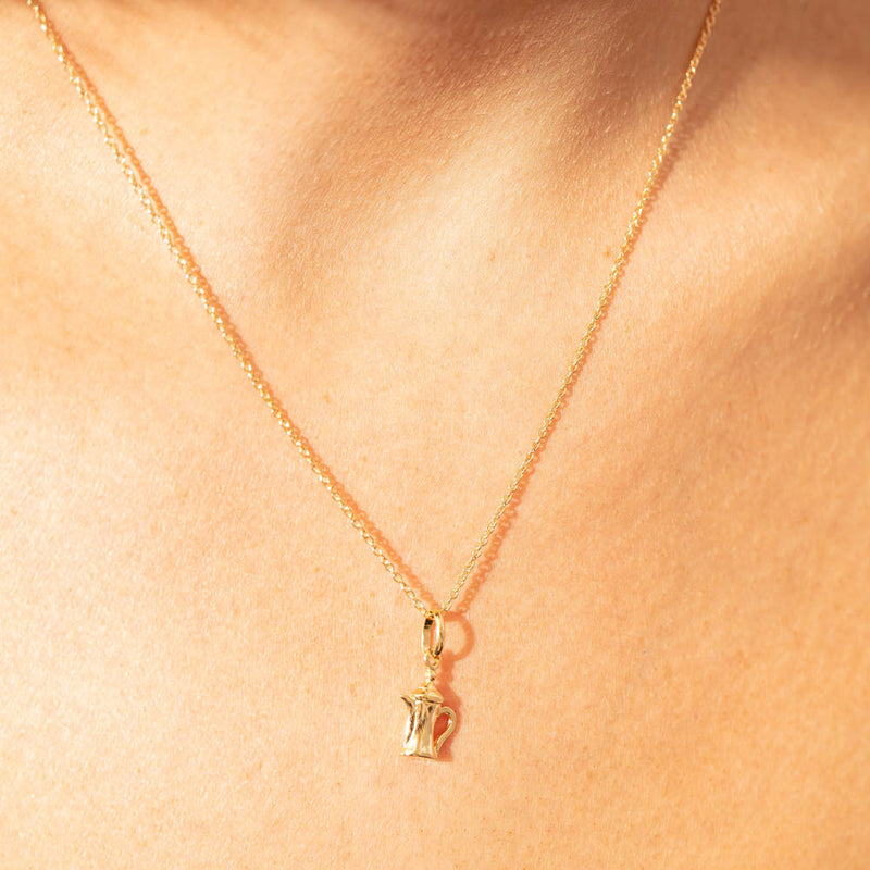 Deja Vu 18ct Yellow Gold Coffee Jug Charm-Charm-Walker & Hall