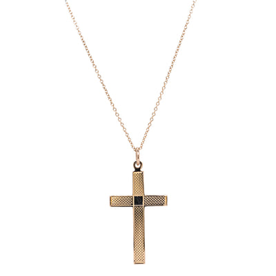 Vintage 9ct Yellow Gold Cross Pendant-Necklace-Walker & Hall