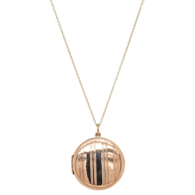 Vintage 9ct Rose Gold Round Locket-Necklace-Walker & Hall
