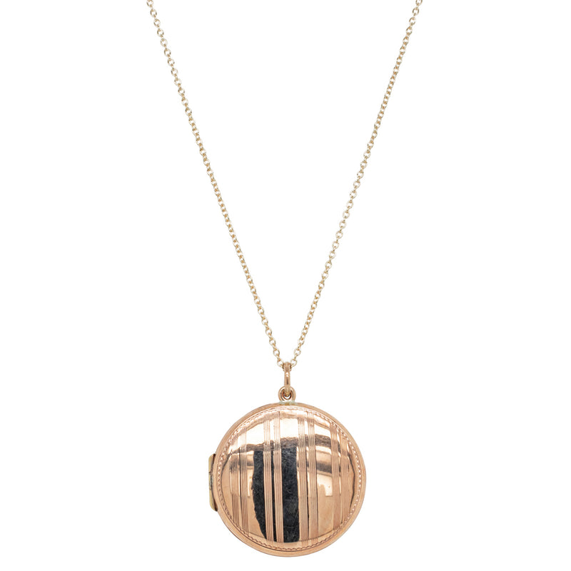 Vintage 9ct Rose Gold Round Locket-Necklace-Walker & Hall