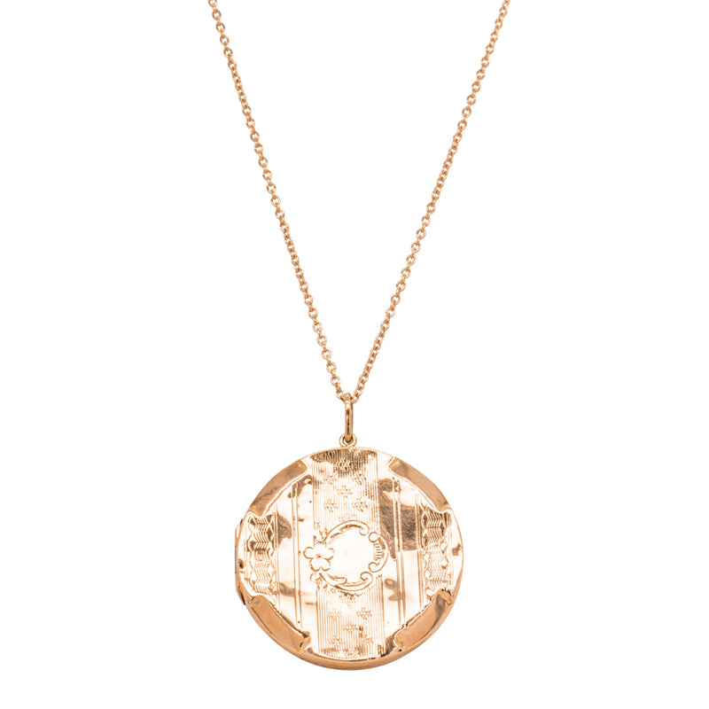 Vintage 9ct Rose Gold Round Locket-Necklace-Walker & Hall