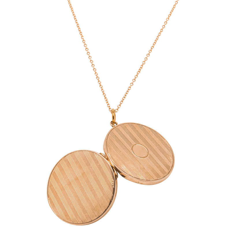 Vintage 8ct Rose Gold Round Locket-Necklace-Walker & Hall