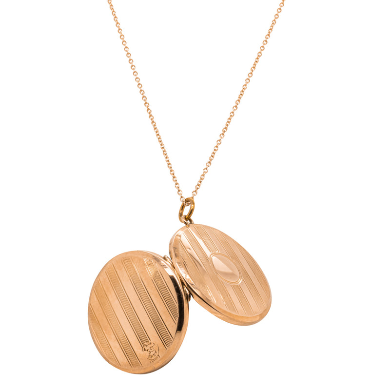 Vintage 9ct Rose Gold Round Locket-Necklace-Walker & Hall