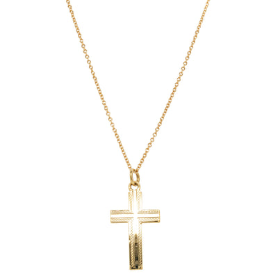 Deja Vu 9ct Yellow Gold Cross Pendant With Chain-Necklace-Walker & Hall