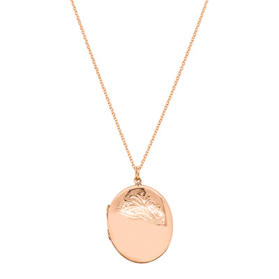 Vintage 9ct Rose Gold Oval Locket-Necklace-Walker & Hall