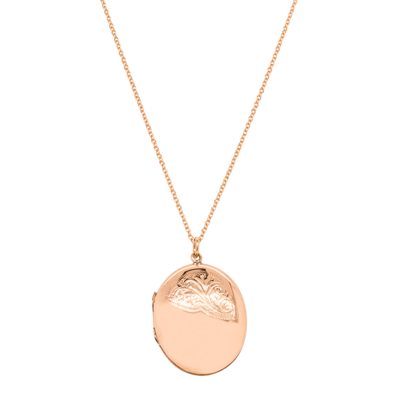 Vintage 9ct Rose Gold Oval Locket-Necklace-Walker & Hall