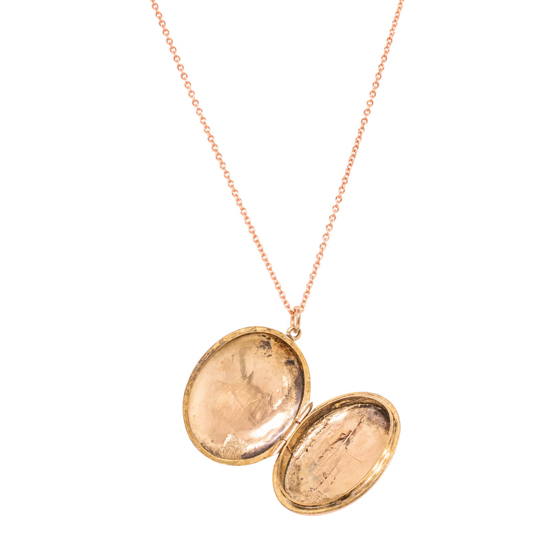Vintage 9ct Rose Gold Oval Locket-Necklace-Walker & Hall