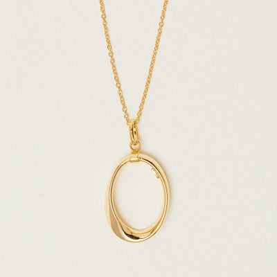 9ct Yellow Gold Oval Ribbon Pendant with Chain - Necklace - Walker & Hall