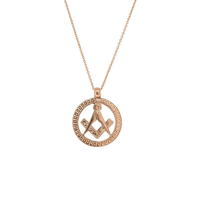 Deja Vu 9ct Rose Gold Masonic Pendant With Chain-Necklace-Walker & Hall