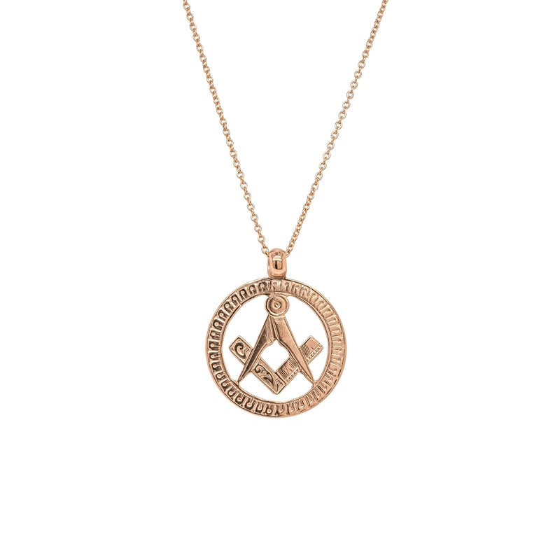 Deja Vu 9ct Rose Gold Masonic Pendant With Chain-Necklace-Walker & Hall