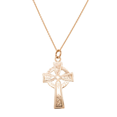 Vintage 9ct Rose Gold Celtic Cross Pendant-Necklace-Walker & Hall