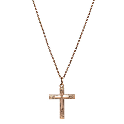 Deja Vu 9ct Rose Gold Cross Pendant-Necklace-Walker & Hall