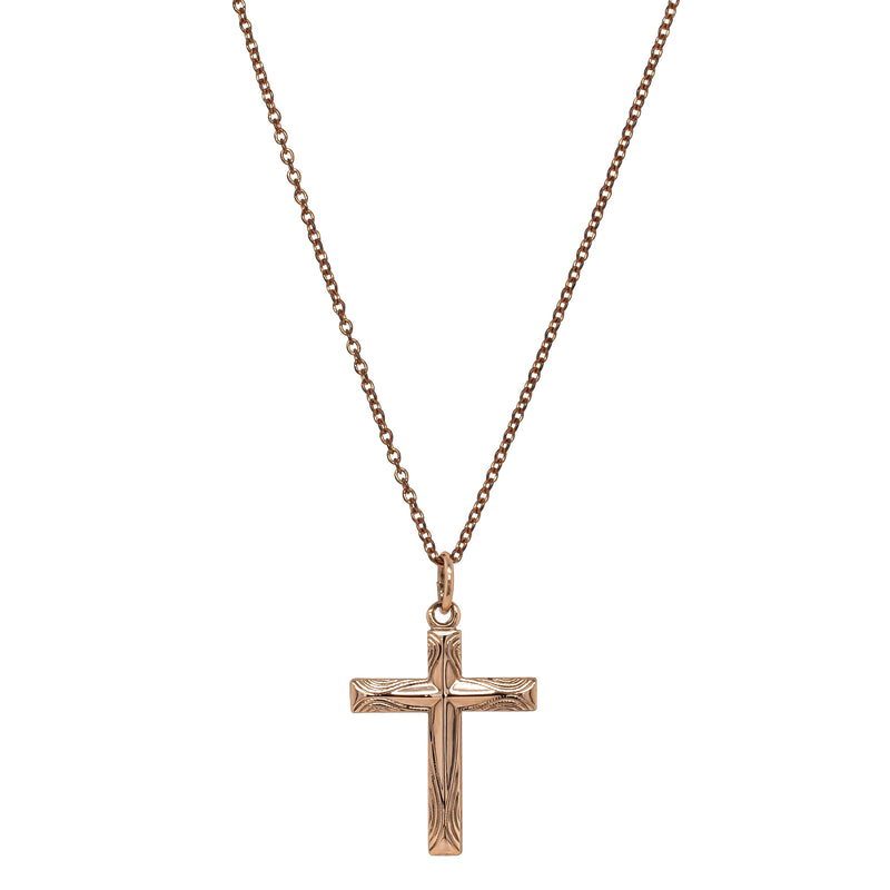 Deja Vu 9ct Rose Gold Cross Pendant-Necklace-Walker & Hall