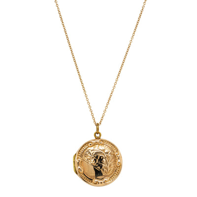 Deja Vu 8ct Yellow Gold Filled Round Locket-Necklace-Walker & Hall