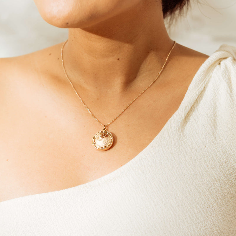 Deja Vu 8ct Yellow Gold Filled Round Locket-Necklace-Walker & Hall
