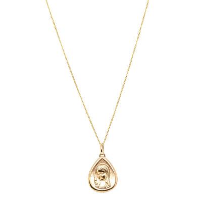 Deja Vu 18ct Yellow Gold Virgin Mary Pendant With Fancy Chain - Necklace - Walker & Hall