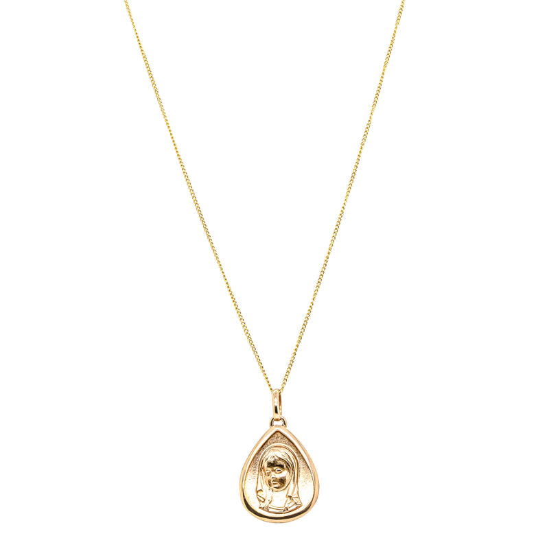 Deja Vu 18ct Yellow Gold Virgin Mary Pendant With Fancy Chain - Necklace - Walker & Hall