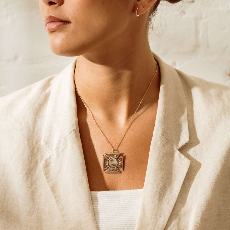 Deja Vu 9ct Rose Gold Maltese Cross Pendant With Chain - Necklace - Walker & Hall