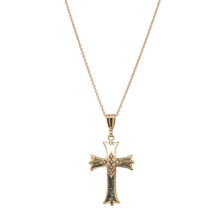Deja Vu 9ct Rose Gold Seed Pearl Cross Pendant - Necklace - Walker & Hall