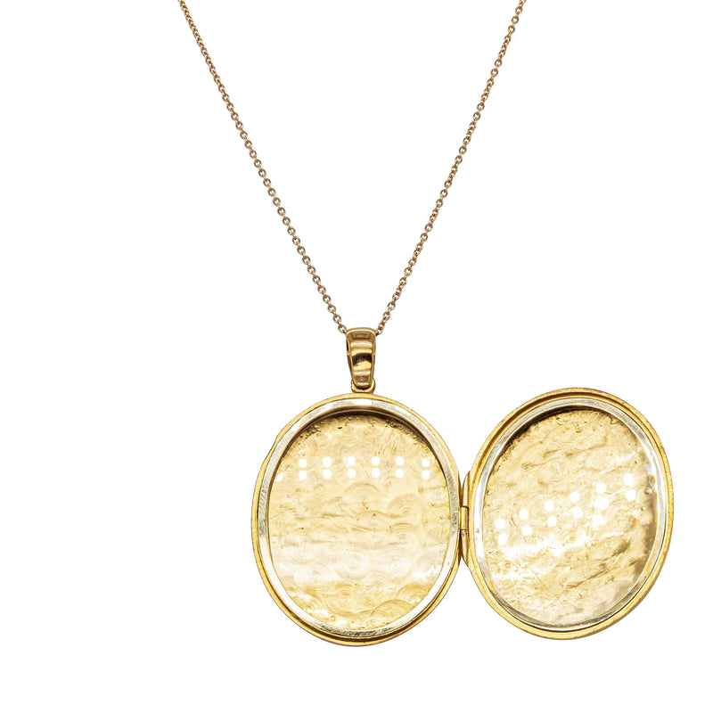 Vintage 15ct Yellow Gold Oval Locket with Chain - Necklace - Walker & Hall