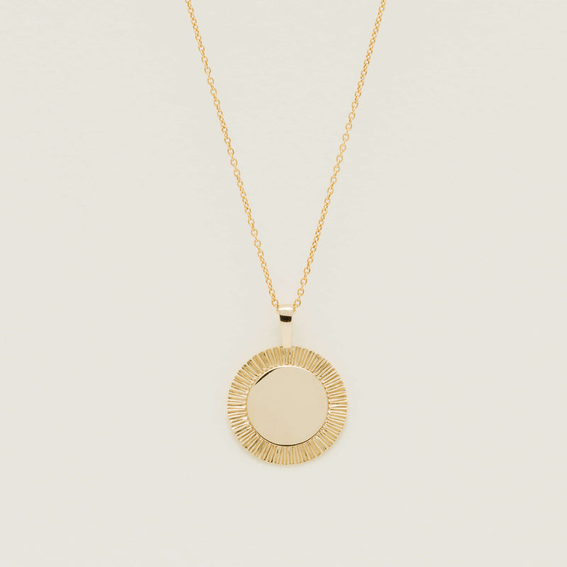9ct Yellow Gold Reflections Medallion Pendant - Necklace - Walker & Hall