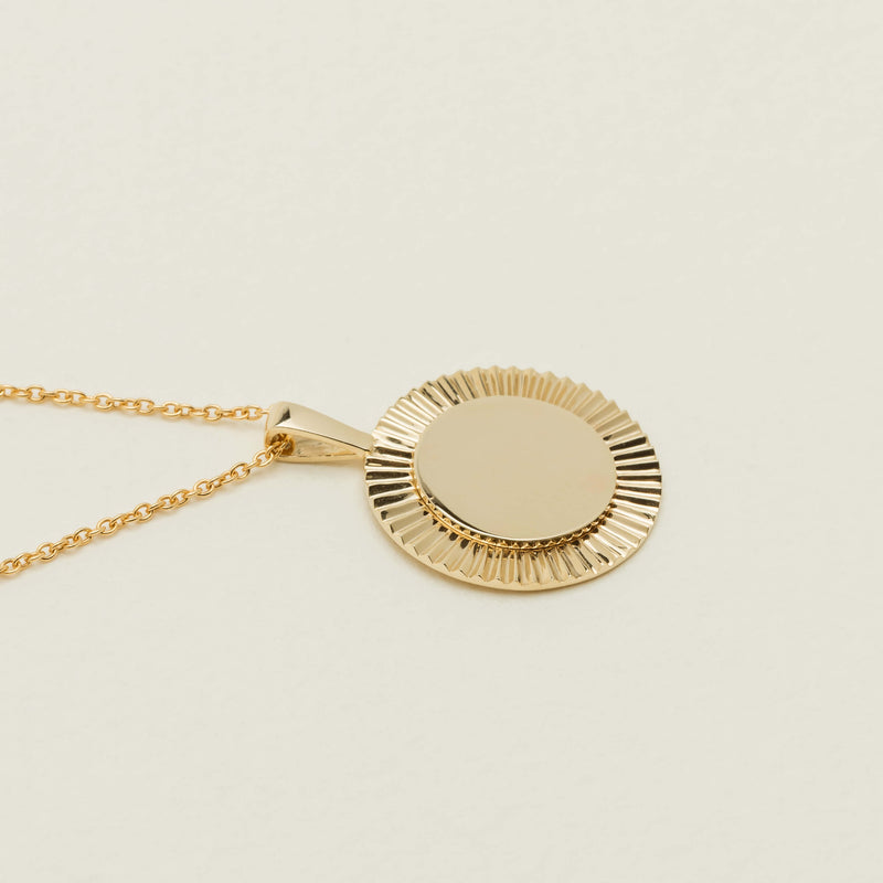 9ct Yellow Gold Reflections Medallion Pendant - Necklace - Walker & Hall