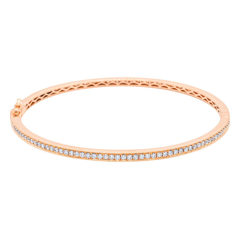 18ct Rose Gold 1.90ct Diamond Bangle-Bracelet-Walker & Hall