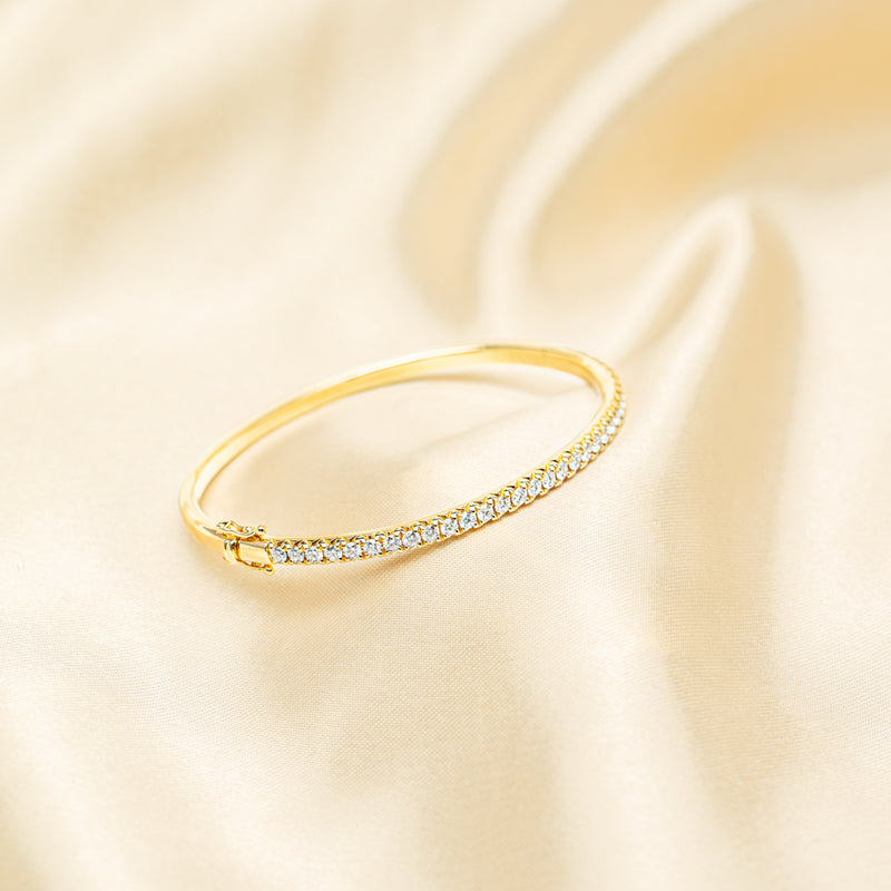18ct Yellow Gold Diamond Comet Bangle-Bracelet-Walker & Hall